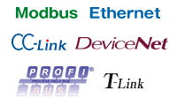 Modbus, CC-Link, DeviceNet, PROFIBUS, Ethernet, T-Link