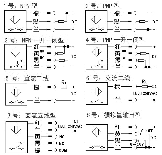 接线方式 见(2)号接线图 输出接线图