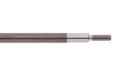 drylin® 直线滑动轴承梯形螺纹丝杠，带双销，用于 drylin® E 直线滑动轴承丝杠电机，右旋螺纹，1.4301 不锈钢